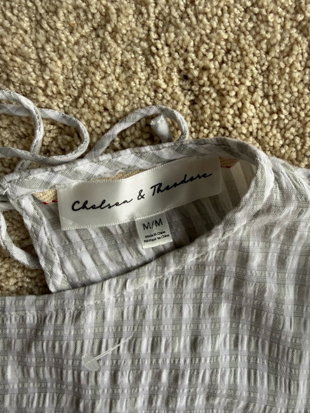 Chelsea & Theodore Blouse M White Textured Ruffle Sleeve Boho Peasant Top Womens - Picture 2 of 7